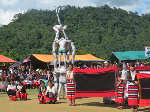 Performing martial art during the Chagaa festival